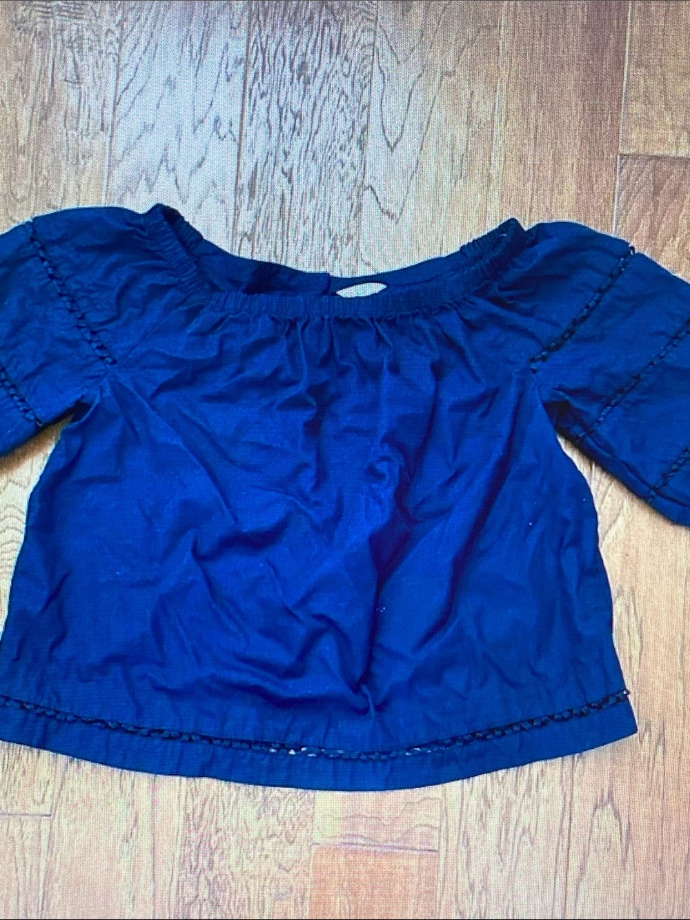 crown & ivy Navy Blue Off-Shoulder Top
